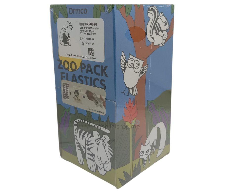 Ormco Zoo Pack Intra Oral Elastics Medium 3oz — 85g 3/16” 4.76mm Otter 50Packs of 100nos 630-0020