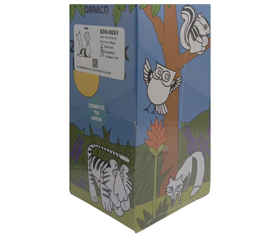 Ormco Zoo Pack Intra Oral Elastics Medium 3oz — 85g 1/4” 6.35mm Seal 50Packs of 100nos 630-0021