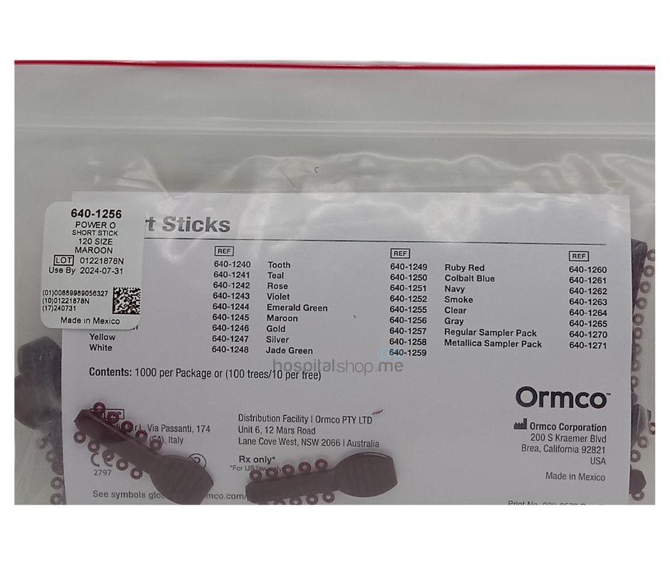 Ormco Power O Rings Ligatures Ties Maroon 1000Pcs 640-1256