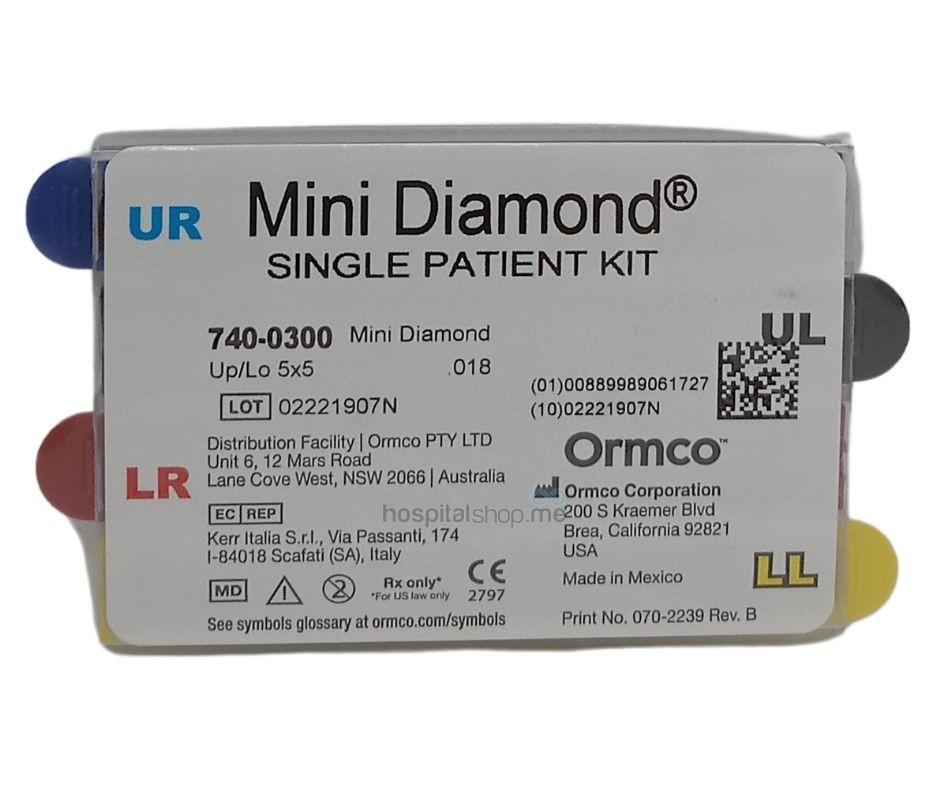 Ormco Mini Diamond Brackets Single Patient Kit 5-5 0.018 Kit 740-0300