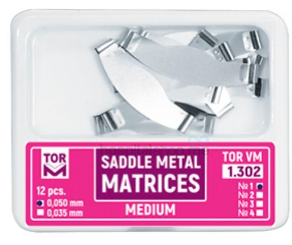 TOR VM Saddle SS Matrices Medium Standard Shape for Enlarged Gingival Ledge #0.050mm 12Pcs 1.302(3) (0.050mm)