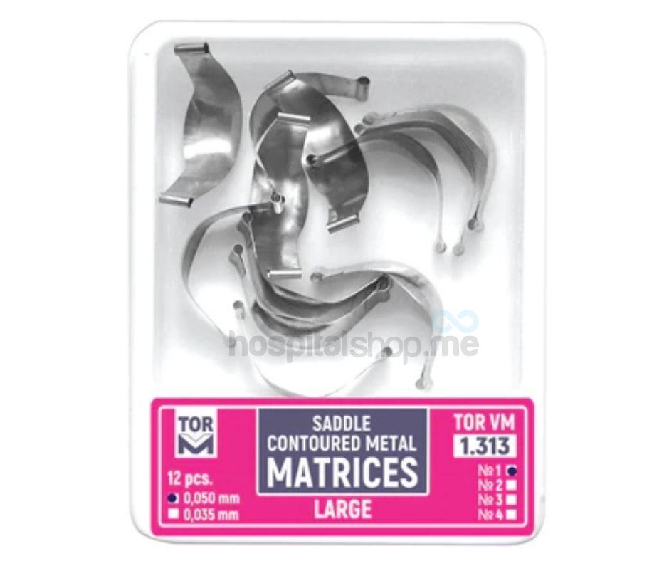 TOR VM Saddle SS Matrices Contoured Large Standard Shape for Flexible Central Part #0.050mm 12Pcs 1.313(2) (0.050mm)