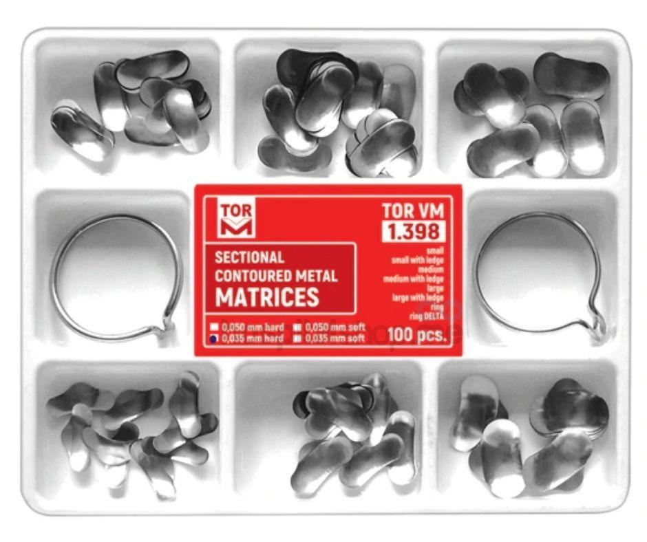 TOR VM Sectional Contoured Metal Matrices Universal Kit 100Pcs for 2 Rings 1.398