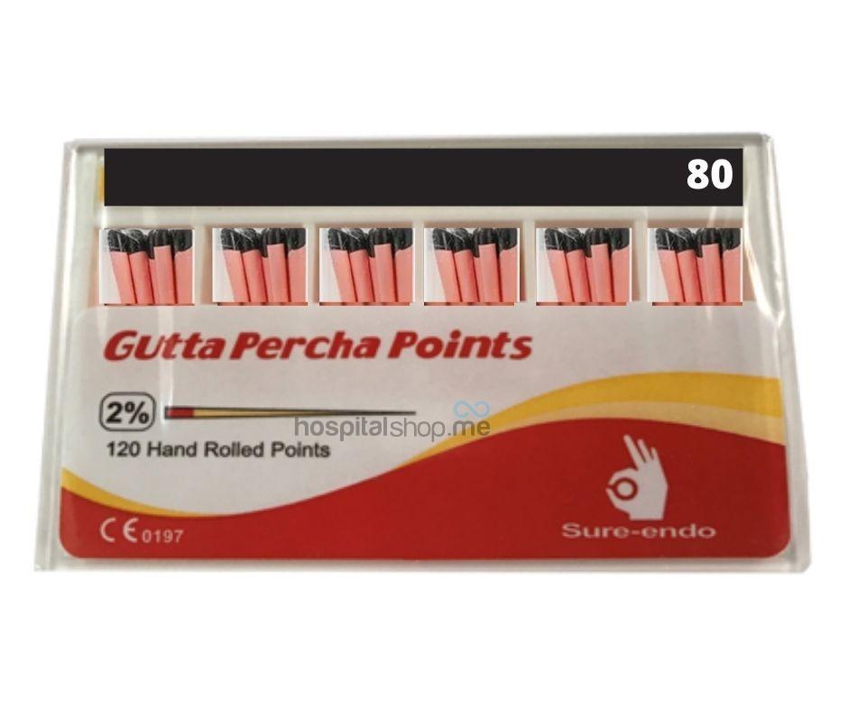 Sure Endo Gutta Percha Points 80 Black 120 points