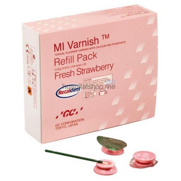 GC MI Varnish 5% sodium fluoride varnish Strawberry Flavour Unit Doses 0.44 gms 0.4 ml 35pcs 900747