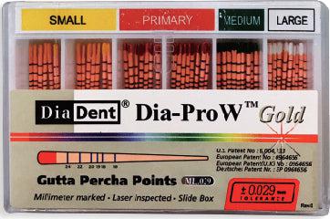 Diadent DIA-PRO W Gold Guttapercha for Wave One Gold files mm marked S,P,M,L Assorted 60 points ML168-S691